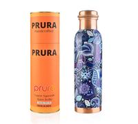 PRURA Borraccia in rame con taglio a diamante, a prova di perdite, contenitore in rame ayurvedico per sport, palestra, attività all'aperto, yoga