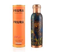 PRURA Borraccia in rame con taglio a diamante, a prova di perdite, contenitore in rame ayurvedico per sport, palestra, attività all'aperto, yoga