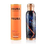 PRURA Borraccia in rame con taglio a diamante, a prova di perdite, contenitore in rame ayurvedico per sport, palestra, attività all'aperto, yoga