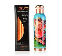PRURA Borraccia in rame puro stampato, a prova di perdite, ayurvedica, recipiente in rame per sport, palestra, attività all'aperto, yoga, benefici per la salute (907,2 g)
