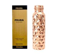PRURA - Bottiglia per acqua in rame, a prova di perdite, in puro rame ayurvedico 900ml/30oz Design 1