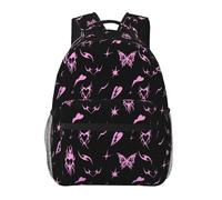 PRyLqKS Zaino con teschio, zaino gotico, zaino gotico, zaino per musica punk, zaino da uomo, zaino da donna, zaino per laptop, 29 x 19,8 x 39,9 cm, 09, Rosa Y2k 12, Taglia unica