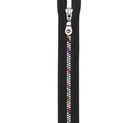Prym 468552-1 Chiusura con Cerniera, Poliestere plastica Lega di Alluminio, Nero/Arcobaleno, 55 cm