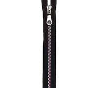 Prym 468554 - Cerniera lampo S14, divisibile, 55 cm, nero/rosa