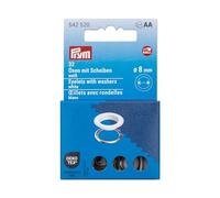 Prym 542520 - Occhielli con disco, 8 mm, colore: bianco/argento, compatibile con Vario Creative Tool