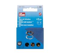 Prym 542521 - Occhielli con disco, 8 mm, nero/argento, compatibile con Vario Creative Tool