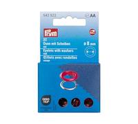 Prym Occhielli con disco 542522, 8 mm, rosso/argento, compatibili con Vario Creative Tool