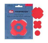 Prym 921008 FabPatch Stretch Rub-on Patch rosso (3 pezzi) - Toppe autoadesive bi-elastiche di riparazione per abbigliamento sportivo, leggings, giacche e sneakers - Riparazione tessile senza cuciture