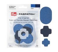 Prym 921013 FabPatch STRETCH Design Rub-on Patch Jeans Blu (3 pezzi) - Toppe autoadesive di design bielastico per abbigliamento sportivo, leggings, giacche e sneaker, senza cuciture e stiratura