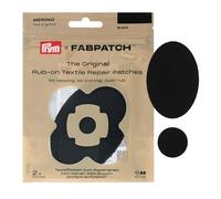 Prym 921018 FabPatch MERINO Rub-on Patch nero (2 pezzi) - Toppe autoadesive di riparazione in 100% lana merino per maglioni, maglieria, biancheria intima e fodera interna - senza cuciture e stiratura