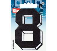 Prym 925893 - Applique numero 8 piccolo, nero, contorno bianco