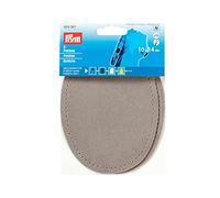 Prym 929381-Toppa termoadesiva in Finta Pelle Scamosciata, 10 x 14 cm, Colore: Grigio Chiaro, 14 x 10 cm, Hellgrau, 2 Stück
