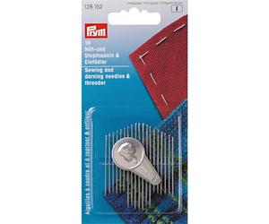 Prym Aghi per Cucito E Infila-Aghi da Rammendo A Mano 19 Pezzi, Argento