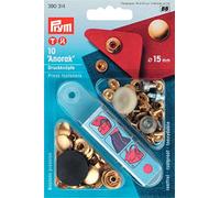 Prym Anorak - Bottoni A Pressione 10 Pezzi, Dimensioni: 15 mm, Oro