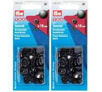 Prym Anorak - Set di Bottoni A Pressione 10 Pezzi, Diametro: 15 mm, Bronzo, Nero (Confezione da 2)