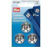 Prym Annäh-Druckknöpfe MS silberfarbig 21 mm Chiusure A Scatto, Ottone, Argento, 0.2 x 0.2 x 0.3 cm, 3 unità