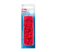 Prym Bottoni Rotondi Automatici, Senza Cuciture, 30 Pezzi, Dimensioni: 12,4 mm, Rosso