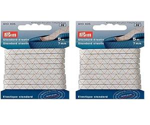 Prym Elastico, Polyester, Bianco, 7 mm, Weiß, 5 m (Confezione da 2)