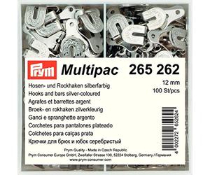 Prym Hooks and Bars, Silver, Maulbreite 12 mm, silberfarbig, 100 Stück