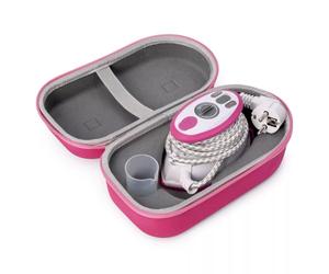 Prym Mini ferro da stiro a vapore rosa con vassoio in silicone e custodia in set, 400 W, temperatura regolabile (110-240 V), ideale per cucito, patchwork e viaggi