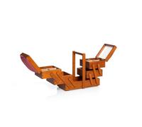 Prym 612550 Cassetta portalavoro Legno Scuro M con Tessuto Sewing Box, Red, Blue, Brown