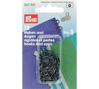 Prym Ganci a 3 occhielli e ottone, confezione, colore: nero, Poliuretano, Nr. 3, groß, schwarz, 12 Stück, Unità