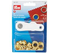 Prym Occhielli con Rondella in Ottone 15 Pezzi, Diametro: 11 mm, Oro