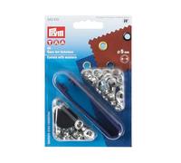 Prym Occhielli con Rondella, Plastic, Argento, Durchmesser 5,5 mm, 40 unità