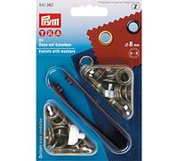 Prym Occhielli da 8 mm + rondelle (24 Pezzi) Color Ottone Anticato, Metallo, 14 x 9.5 x 2.5 cm