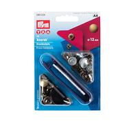 Prym 390334 Chiusure a Pressione in Bronzo Antico Non Cucite, Metallo, Old Brass, 12 mm