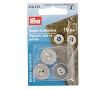 Prym 416470 Magnet-Annähknöpfe 19 mm silberfarbig Buttons, Metallo, Silver