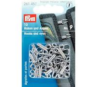 Prym Hooks And Eyes, Silver, silberfarbig, 12 Stück