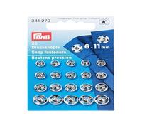 Prym Sew-On Snap Fasteners, Ottone, Silver, 11 mm, ordinato, Argento, 20 Pezzi