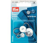 Prym Flexi Buttons with Loop, Argento, Silver, One Size