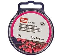 Prym Spilli Dritti con Testa in plastica V2A 0,65 x 32 mm Neon, Lega di Acciaio, Rosa, Taglia Unica
