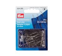 Prym Striaght - Spilli in Acciaio 30 Pezzi, 30 mm Lunghezza x 0,60 mm Spessore, Argento