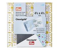 Prym Universal-Lineal 4,5 x 4,5 inch Omnigrid Ruler, Transparent, Black, Yellow