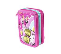 Pryma Astuccio 3 Scomparti | Completo di Accessori e 18 Pennarelli Giotto Turbo Color - Per Scuola Elementare, 3 Zip, Design Gatto