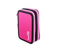 Pryma Astuccio 3 Zip 20x13x7 cm - Astuccio Scolastico Multifunzionale con 3 Scomparti (Rosa e Nero)