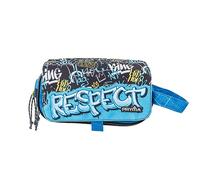 Pryma Astuccio Capiente 3 Scomparti, per Scuola Elementare e Media, 21 X 10.5 X 7 Cm, 3 Zip, Coperchio con Velcro con Etichetta Scrivibile (Respect street Bimbo)