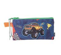 Pryma Astuccio Slim, Double Face, Doppia Zip, Portapenne Slim per Scuola Elementare e Infanzia, 22.5 X 12.5 Cm, 1 Zip, Bimbo Tigre e Macchina