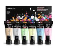 Pryma Colori Acrilici Glitter 60 ml - Set 6 Pezzi Brillanti (Oro, Argento, Verde, Limone, Zaffiro, Rosa) - Alta Coprenza, Facili da Usare, Ideali per Carta, Tela, Legno e Fai da Te