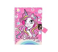 Pryma Diario con Lucchetto Fantasia Unicorno A6 80 Fogli - 11x15x1 cm, Righe 1R, Copertina Glitterata - Quaderno Segreto per Bambini e Ragazze - Confezione da 3 pezzi