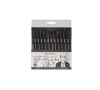 Pryma Fineliner 12 pz - Punta Nera Waterproof - Tappo con Clip - Pennarelli Tecnici a Punta Fine di Dimensioni Assortite - Ideali per Disegno, Scrittura, Bullet Journal, Calligrafia