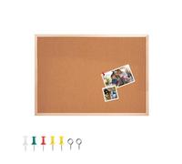 Pryma Lavagna in Sughero da Parete - Bacheca con 7 Puntine Incluse - Pannello Porta Appunti per Ufficio, Casa e Scuola (50x70 cm)