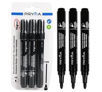 Pryma Marcatore Indelebile a Punta Tonda Nero 2 mm - Pennarello Permanente Resistente all’Acqua, Ideale per Scrivere, Disegnare su Carta, Plastica, Vetro e Metallo