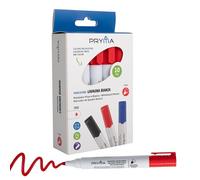 Pryma Marcatore Lavagna Bianca Rosso - Punta Tonda 2 mm, Cancellabile a Secco, Confezione da 10 Pezzi per Scuola, Ufficio e Casa