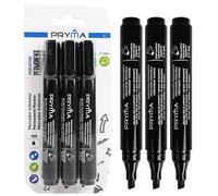 Pryma Marcatore Permanente Nero - Inchiostro Indelebile per Carta, Plastica, Metallo e Legno - Pennarello Resistente per Ufficio, Scuola e Magazzino (3, 2-5 mm)