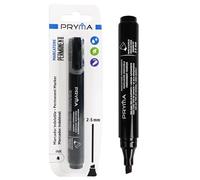 Pryma Marcatore Permanente Nero - Inchiostro Indelebile per Carta, Plastica, Metallo e Legno - Pennarello Resistente per Ufficio, Scuola e Magazzino (1, 2-5 mm)