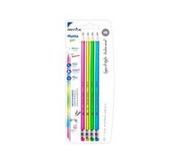 Pryma Matita in Grafite Color con Gommino | HB Ø 2,8 mm - Set 4 Pezzi con Corpo Esagonale per Scrittura, Disegno e Schizzi